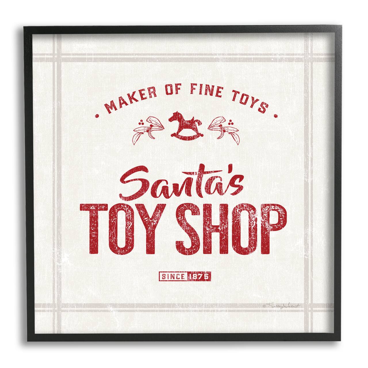 Stupell Industries Santa's Toy Shop Vintage Sign Framed Giclee Art
